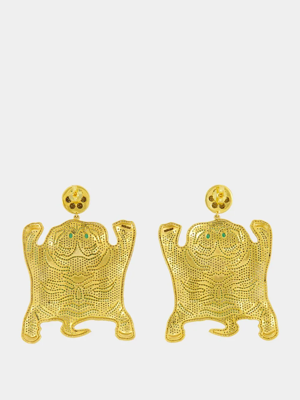 Gold-Plated Bengal Earrings in Green sold by Fashion Clinic product image thumbnail 2