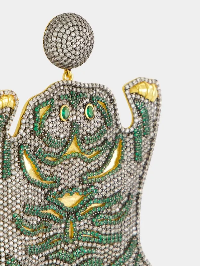 Gold-Plated Bengal Earrings in Green sold by Fashion Clinic product image thumbnail 3