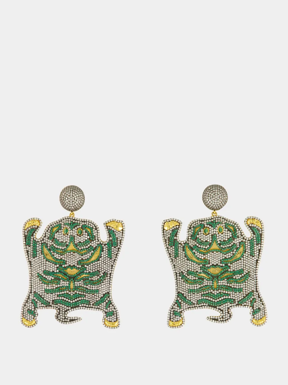 Gold-Plated Bengal Earrings in Green sold by Fashion Clinic
