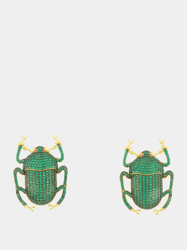 Gold-Plated Pharaoh Earrings in Green sold by Fashion Clinic