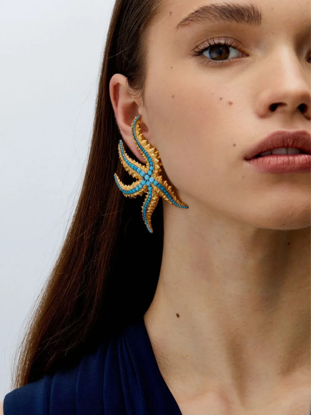 Gold-Plated Sirena Earrings in Turquoise Blue sold by Fashion Clinic product image thumbnail 2