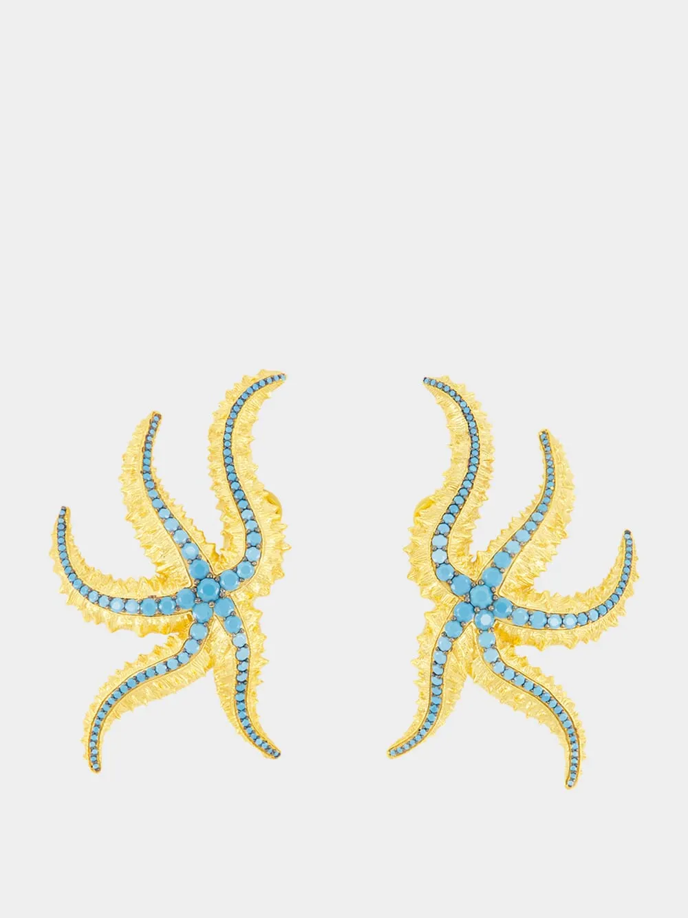 Gold-Plated Sirena Earrings in Turquoise Blue sold by Fashion Clinic