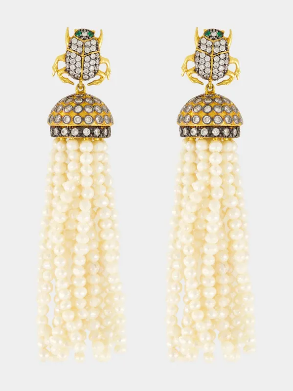 Gold-Plated Scarab Jaipur Earrings sold by Fashion Clinic