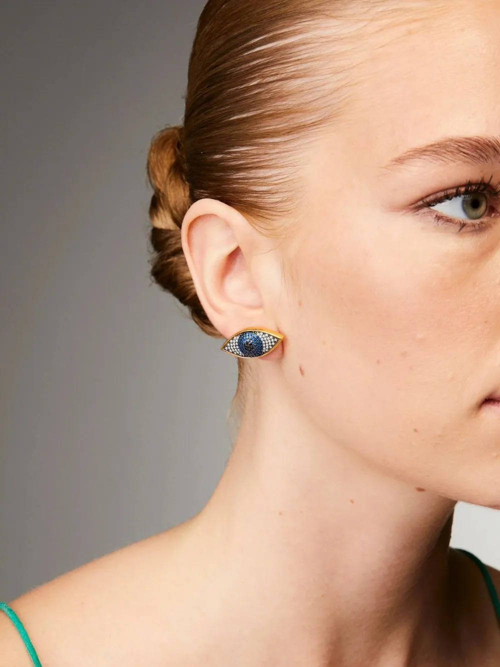 Gold-Plated Nazar Mini Earrings in Navy Blue sold by Fashion Clinic product image thumbnail 2