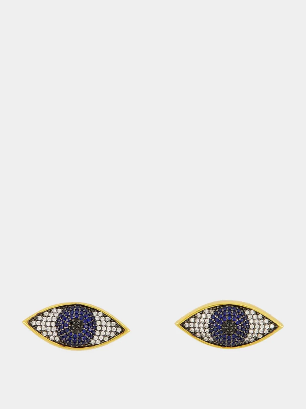 Gold-Plated Nazar Mini Earrings in Navy Blue sold by Fashion Clinic