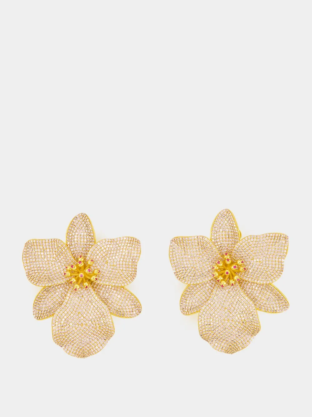Gold-Plated Singapore Orchids Earrings in Pink sold by Fashion Clinic
