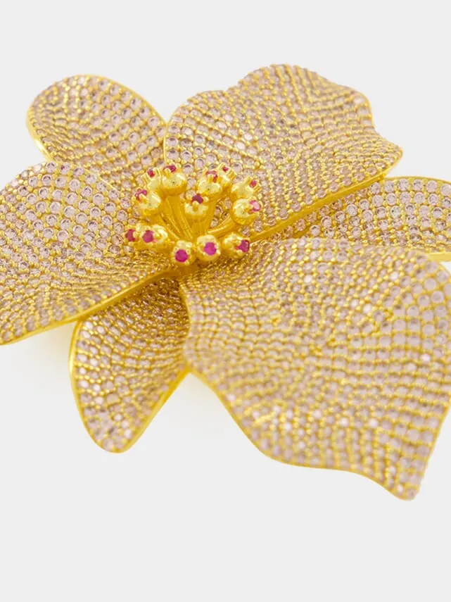 Gold-Plated Singapore Orchids Earrings in Pink sold by Fashion Clinic product image thumbnail 4