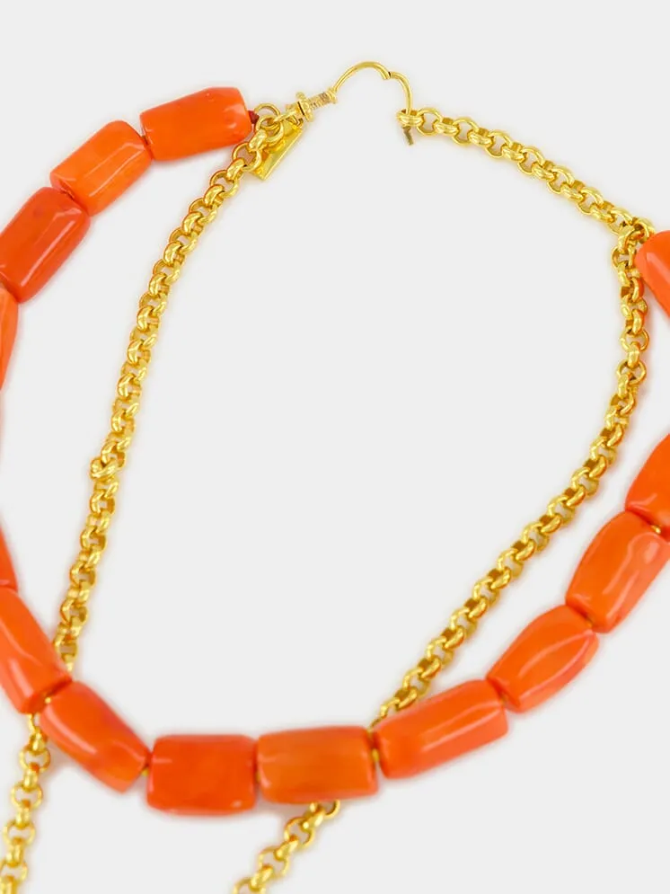 Gold-Plated Scarab Coral Necklace sold by Fashion Clinic product image thumbnail 3