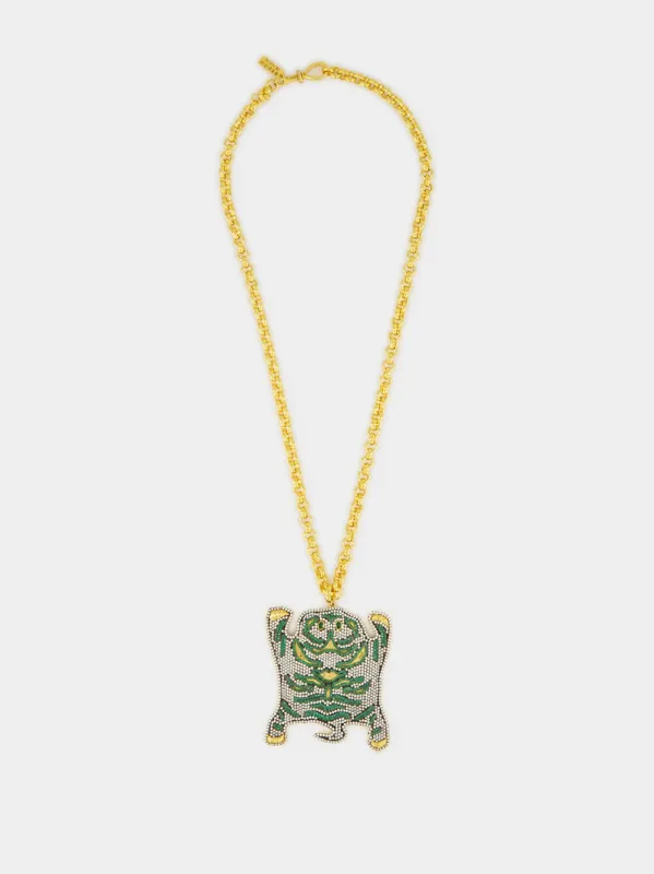 Gold-Plated Bengal Necklace in Crystal and Green sold by Fashion Clinic