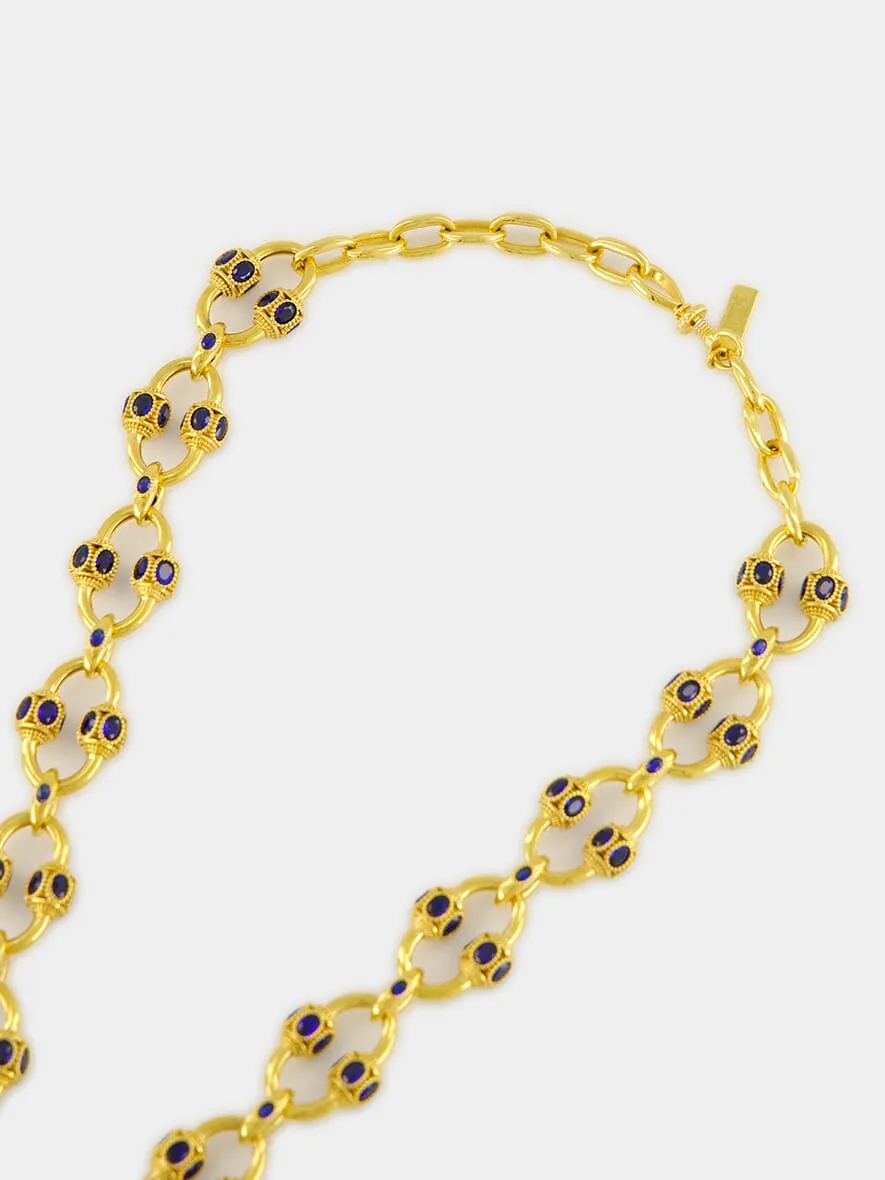 Gold-Plated Bitter Sweet Love Windsor Necklace in Navy Blue sold by Fashion Clinic product image thumbnail 3