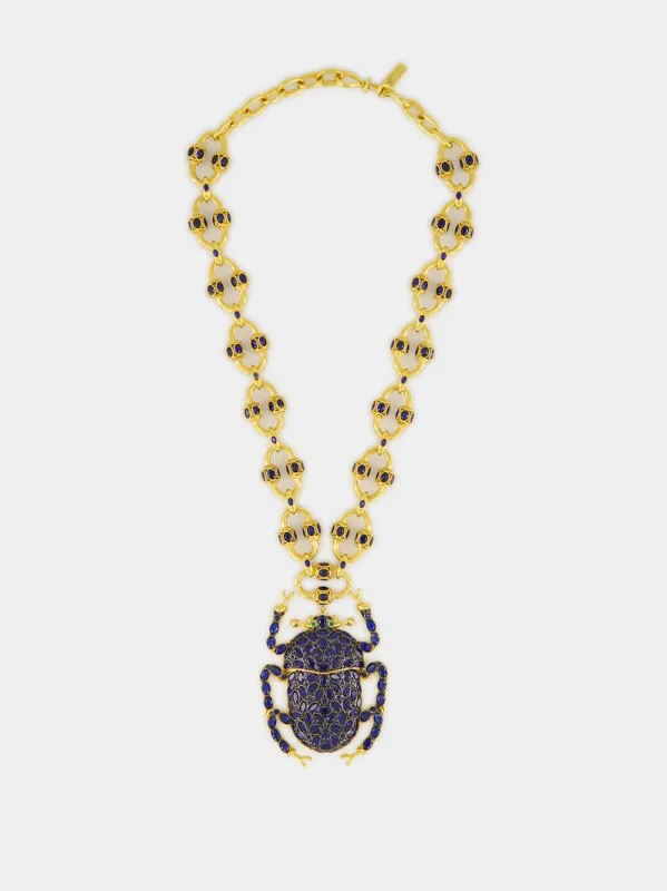 Gold-Plated Bitter Sweet Love Windsor Necklace in Navy Blue sold by Fashion Clinic