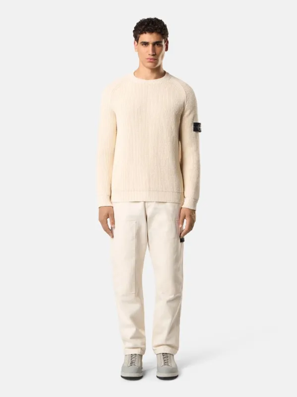 Ivory Recycled Cotton Gabardine Trousers made by Stone Island