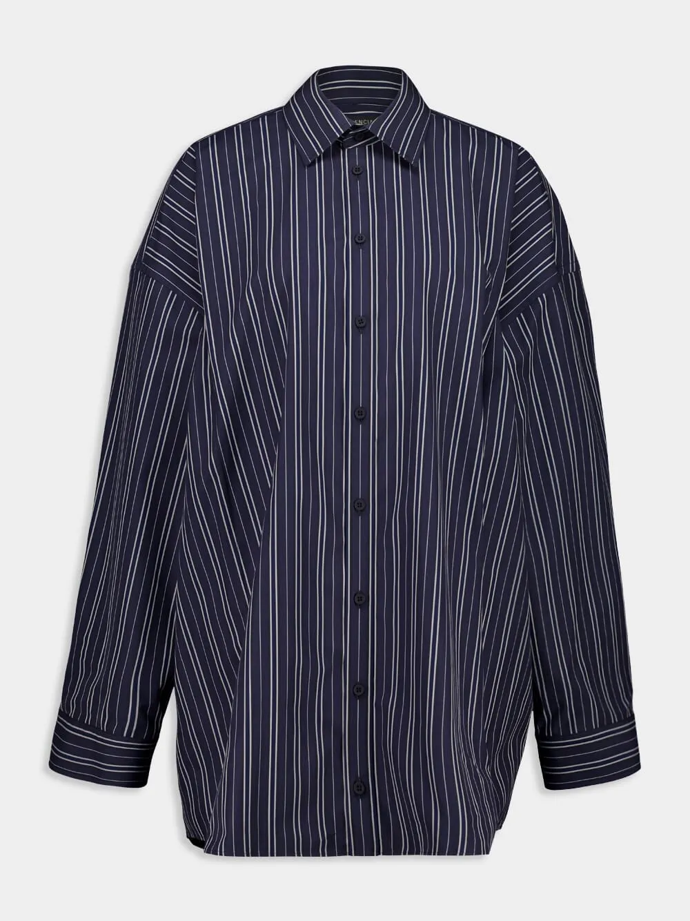 Navy and Marine Blue Striped Poplin Shirt-Dress sold by Fashion Clinic