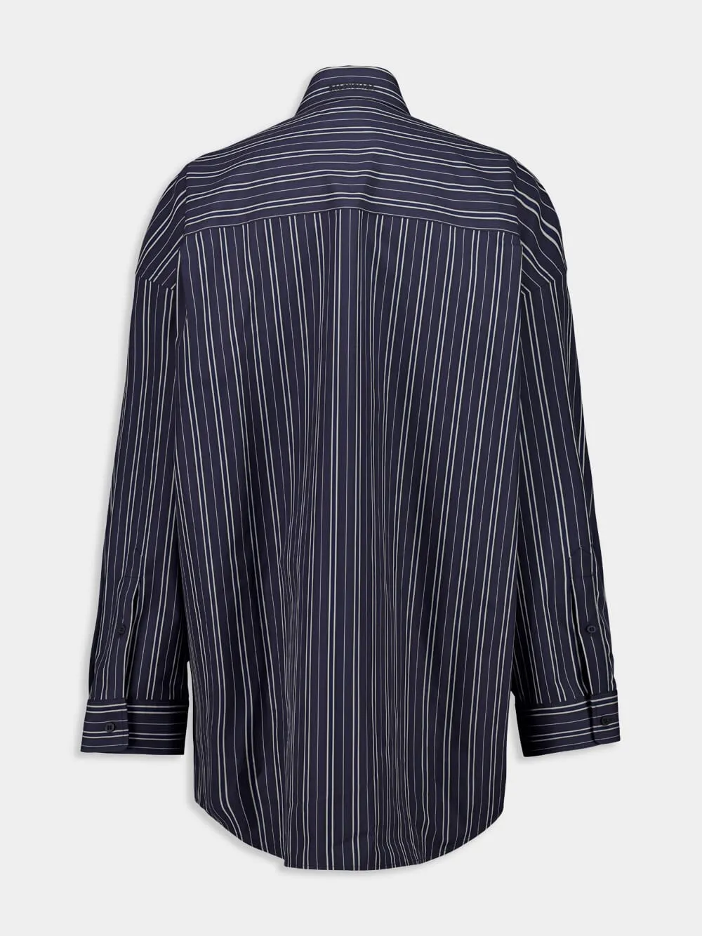 Navy and Marine Blue Striped Poplin Shirt-Dress sold by Fashion Clinic product image thumbnail 2