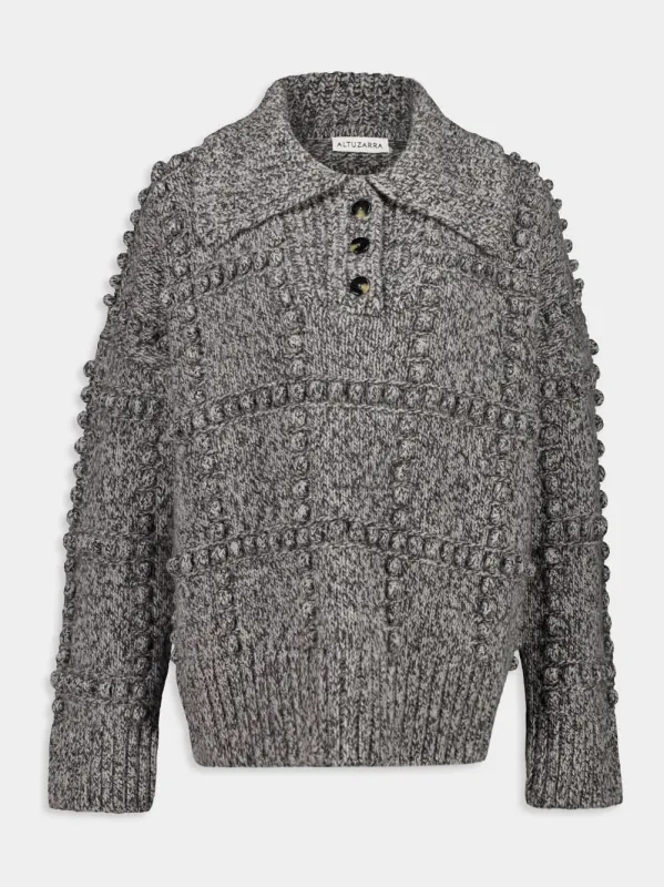 Grey Melange Mitch Merino Sweater sold by Fashion Clinic