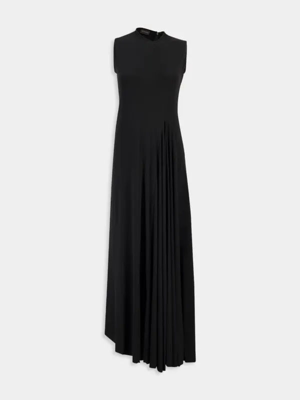 Black Sleeveless Draped Maxi Dress sold by Fashion Clinic