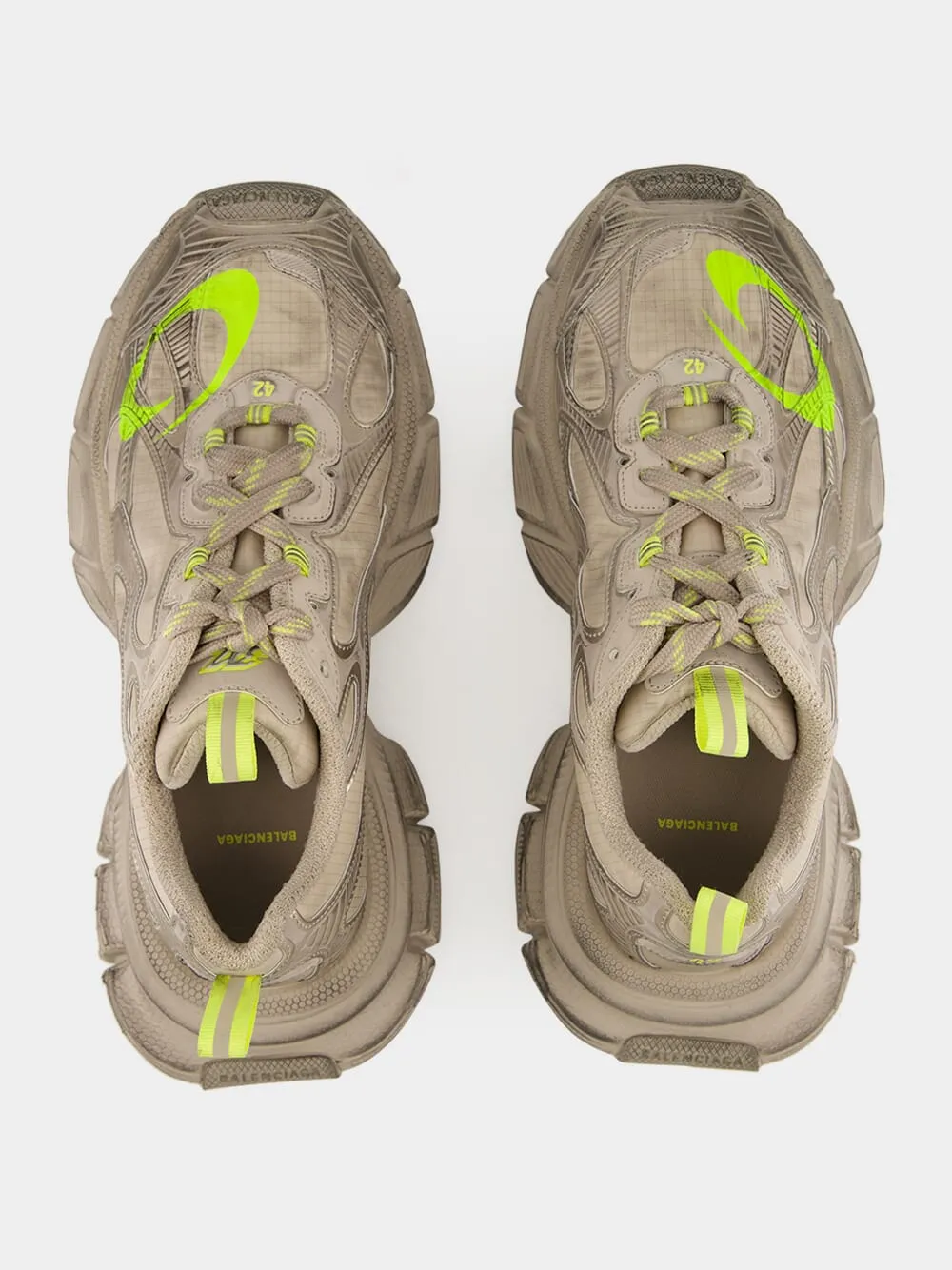 Taupe and Fluorescent Yellow 3XL Sneakers sold by Fashion Clinic product image thumbnail 4