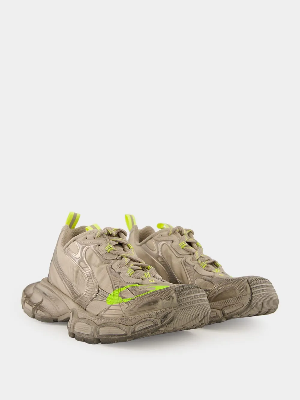 Taupe and Fluorescent Yellow 3XL Sneakers sold by Fashion Clinic product image thumbnail 3