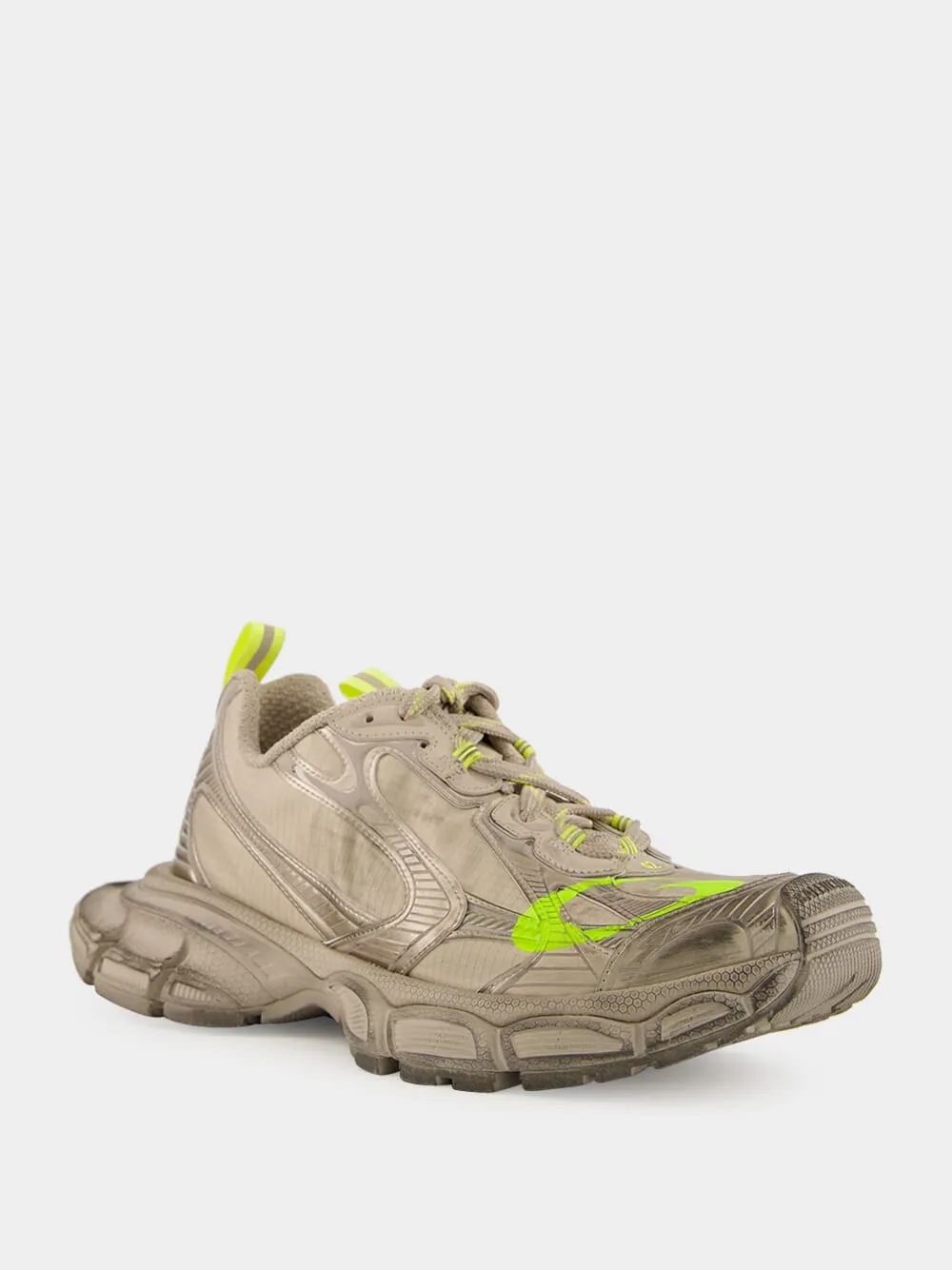 Taupe and Fluorescent Yellow 3XL Sneakers sold by Fashion Clinic product image thumbnail 2