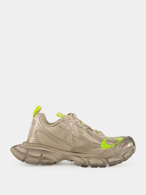 Taupe and Fluorescent Yellow 3XL Sneakers sold by Fashion Clinic