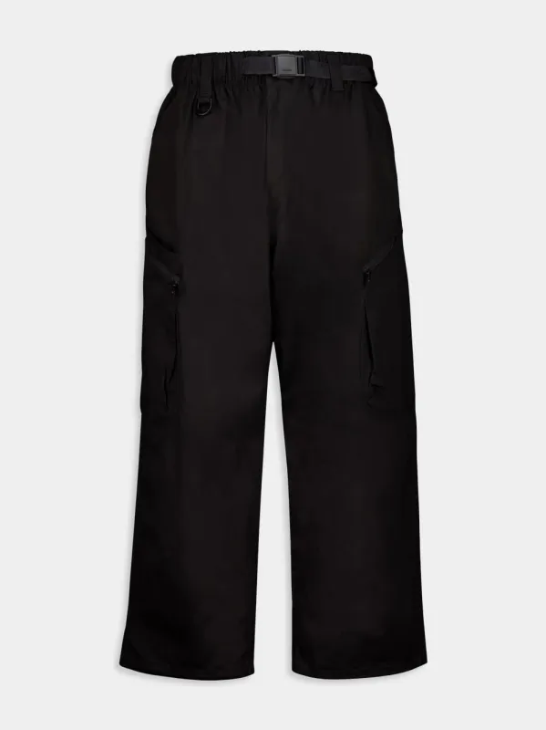 Black Twill Cargo Pants sold by Fashion Clinic