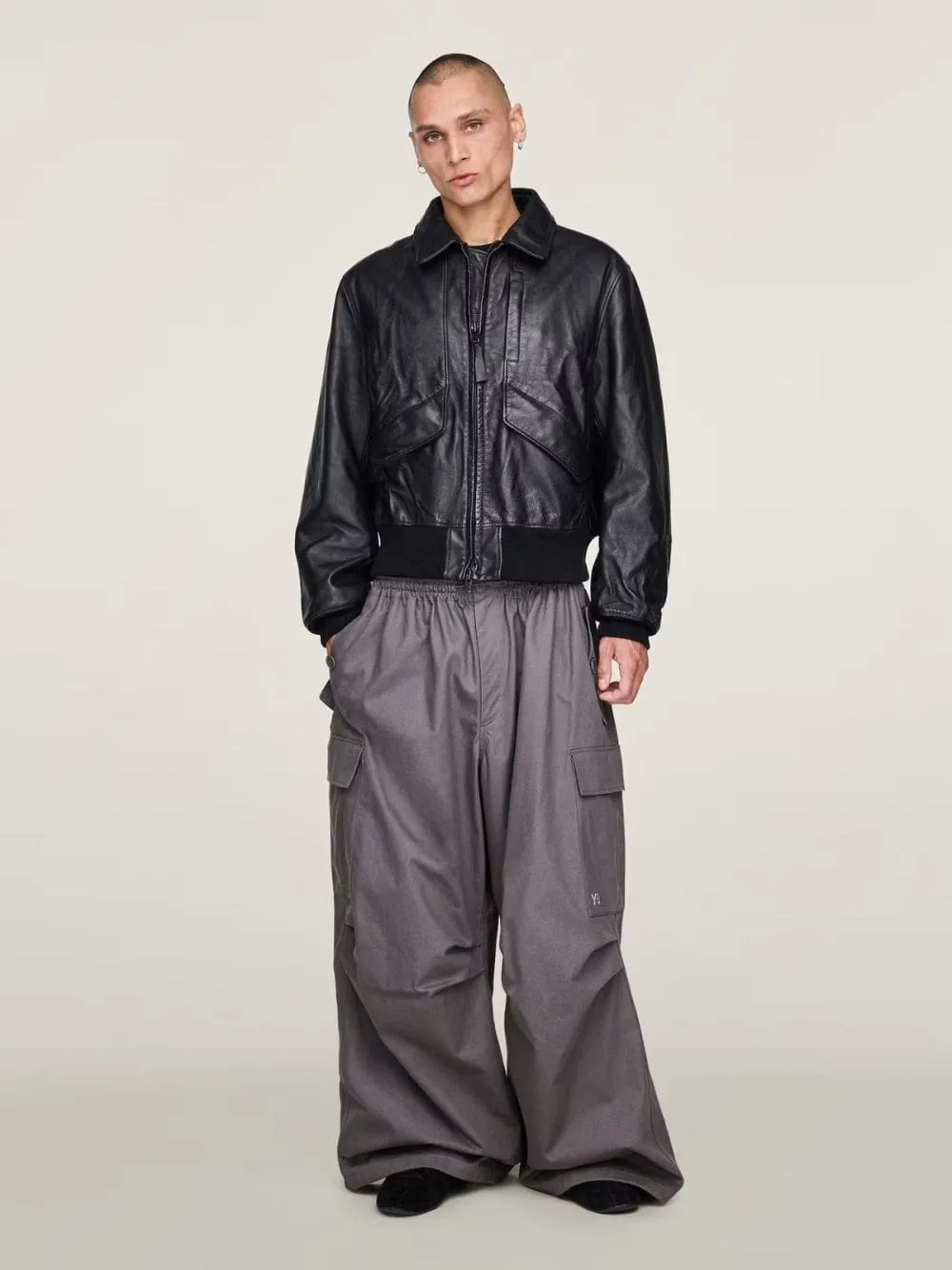 Black Leather Bomber Jacket sold by Fashion Clinic product image thumbnail 2