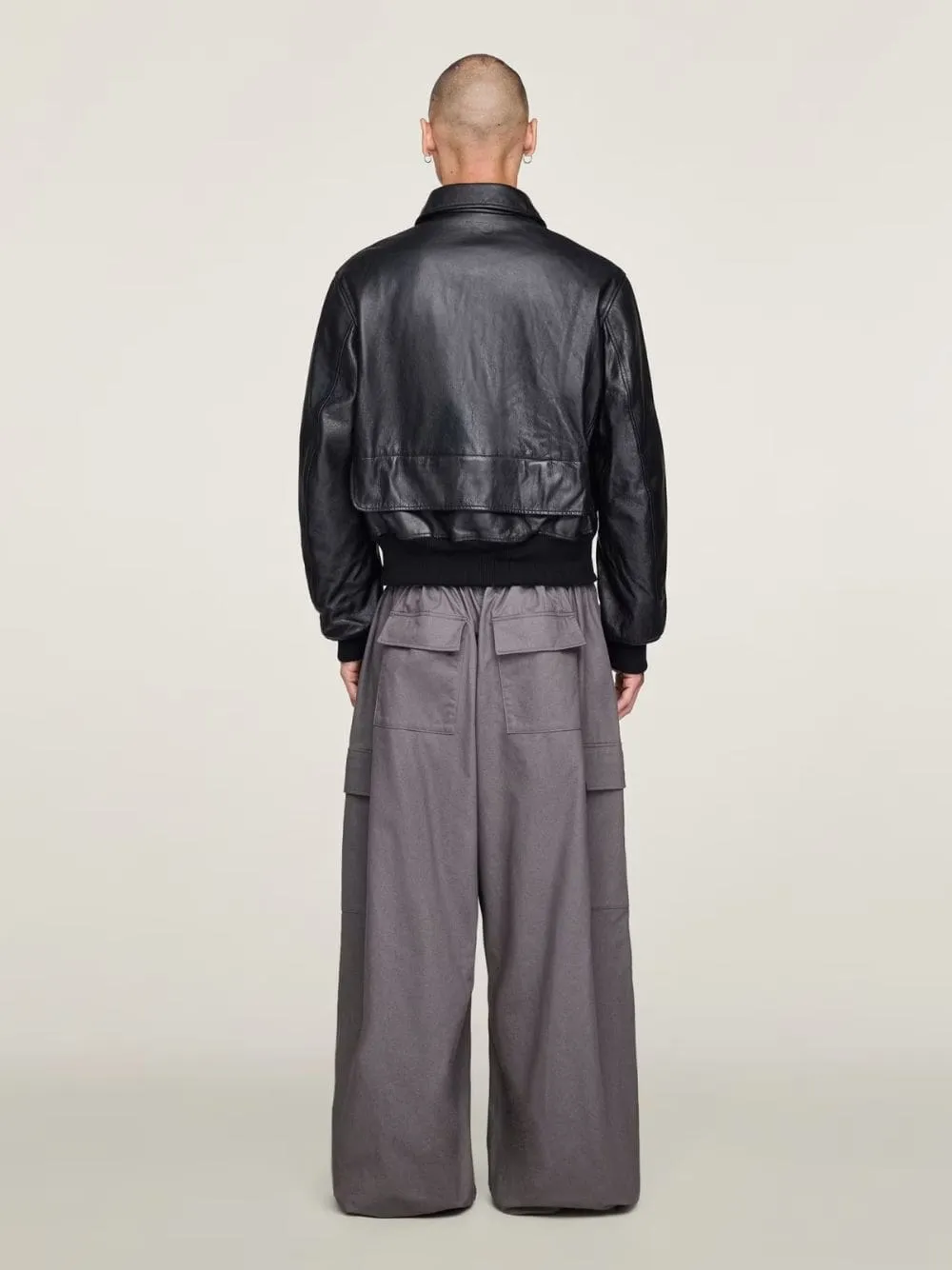 Black Leather Bomber Jacket sold by Fashion Clinic product image thumbnail 4