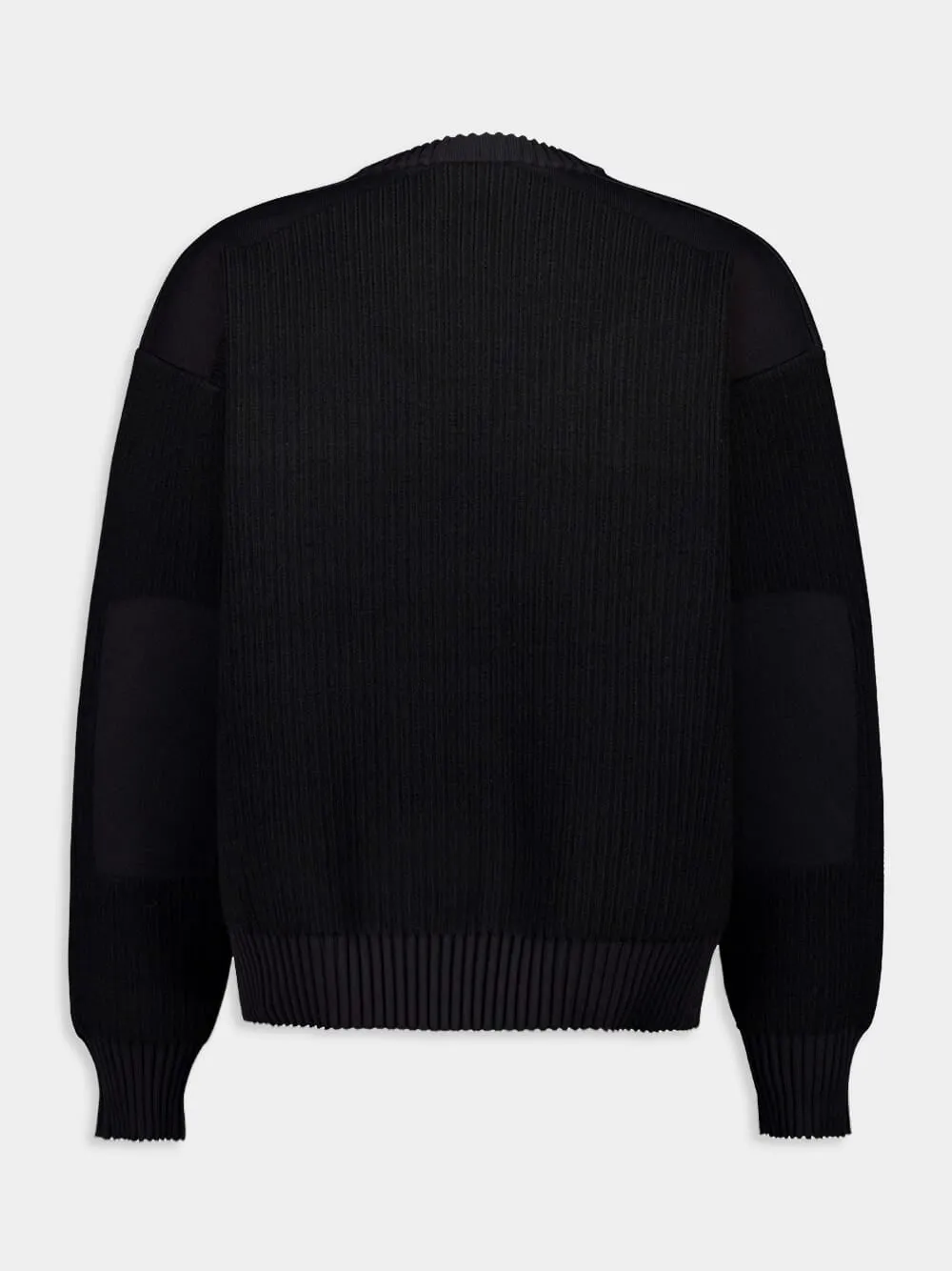 Black Wool-Blend Knit Crew Sweater sold by Fashion Clinic product image thumbnail 2