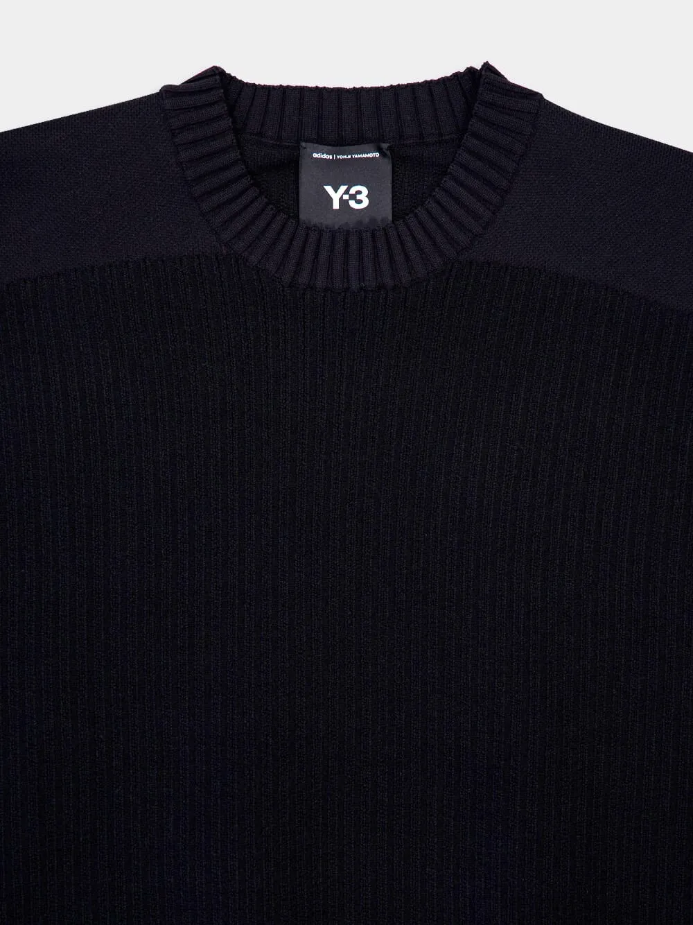 Black Wool-Blend Knit Crew Sweater sold by Fashion Clinic product image thumbnail 3