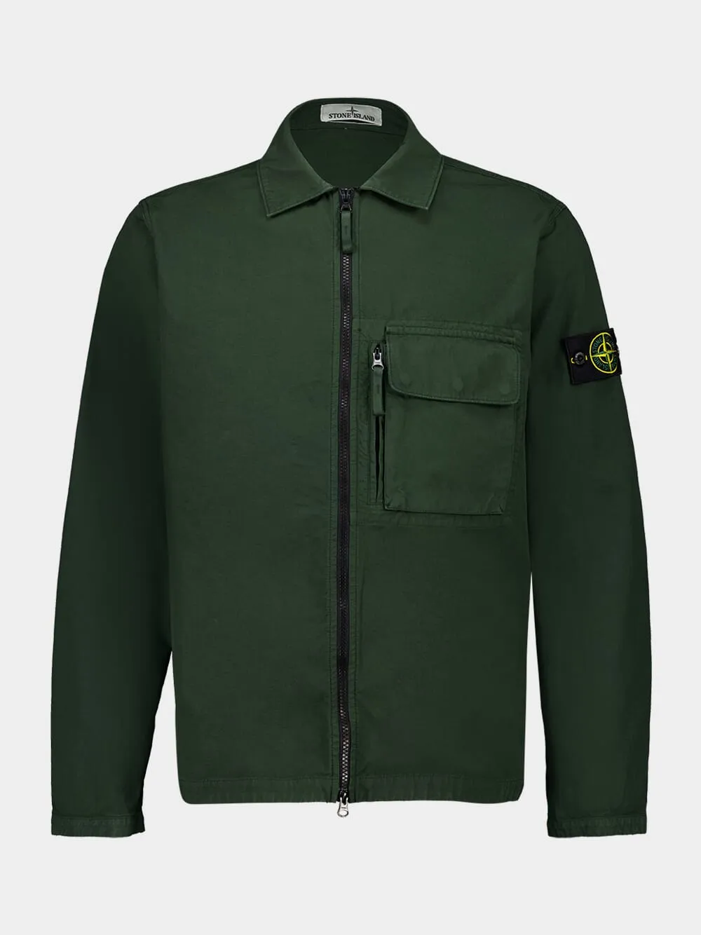 Juniper Green Canvas Cotton Overshirt sold by Fashion Clinic