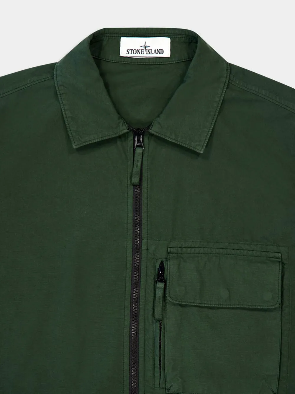 Juniper Green Canvas Cotton Overshirt sold by Fashion Clinic product image thumbnail 3