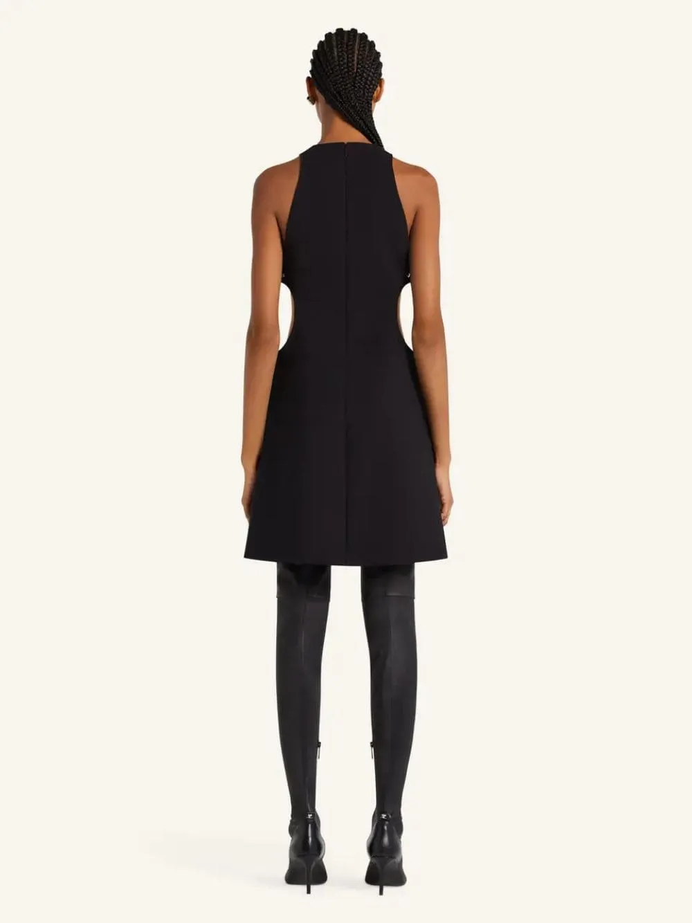 Black Buckled A-Line Wool Mini Dres sold by Fashion Clinic product image thumbnail 3