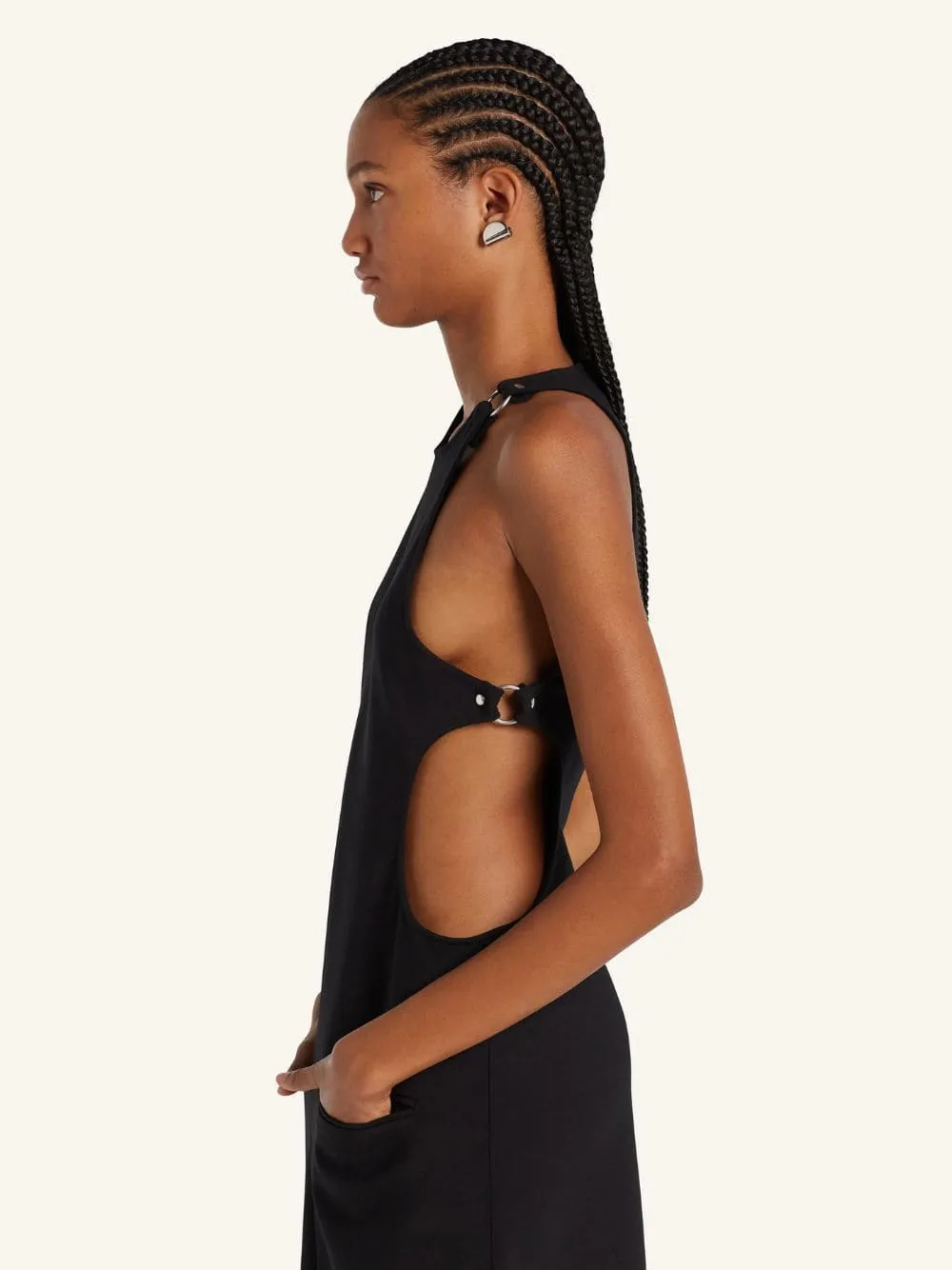 Black Buckled A-Line Wool Mini Dres sold by Fashion Clinic product image thumbnail 5