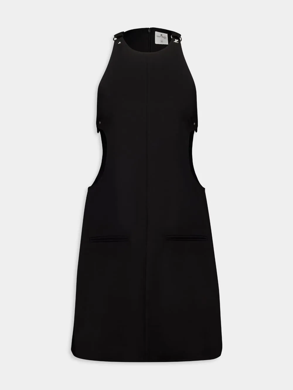 Black Buckled A-Line Wool Mini Dres sold by Fashion Clinic product image thumbnail 2