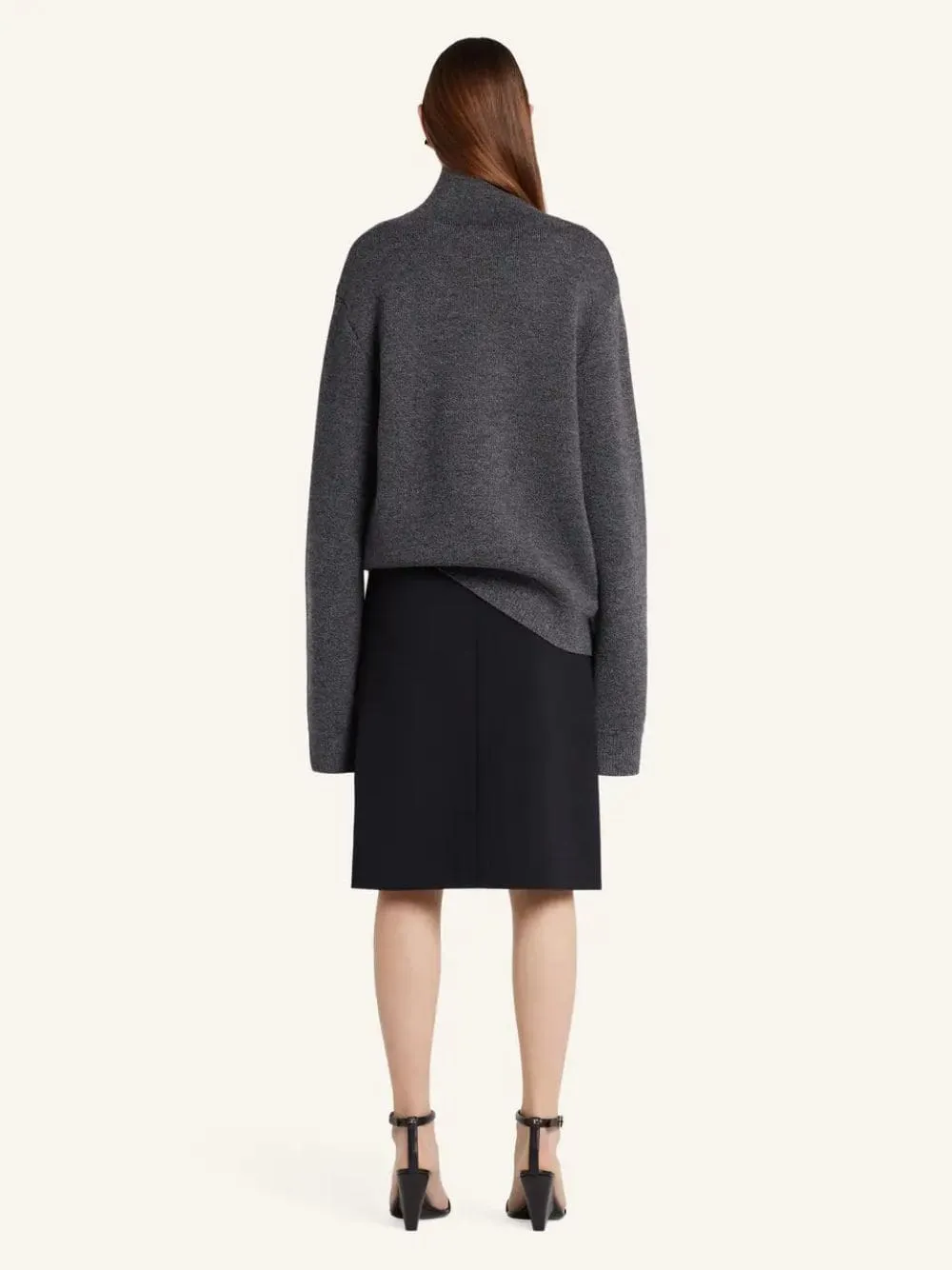 Black Grey Zipped Mockneck Merino Wool Jumper sold by Fashion Clinic product image thumbnail 3