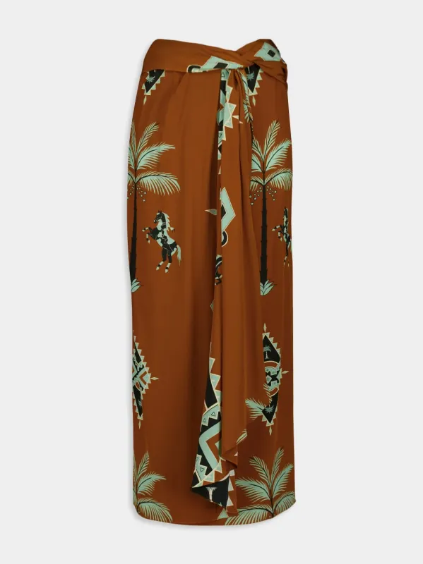 Rust Silk Captivation Wrap Skirt made by Johanna Ortiz