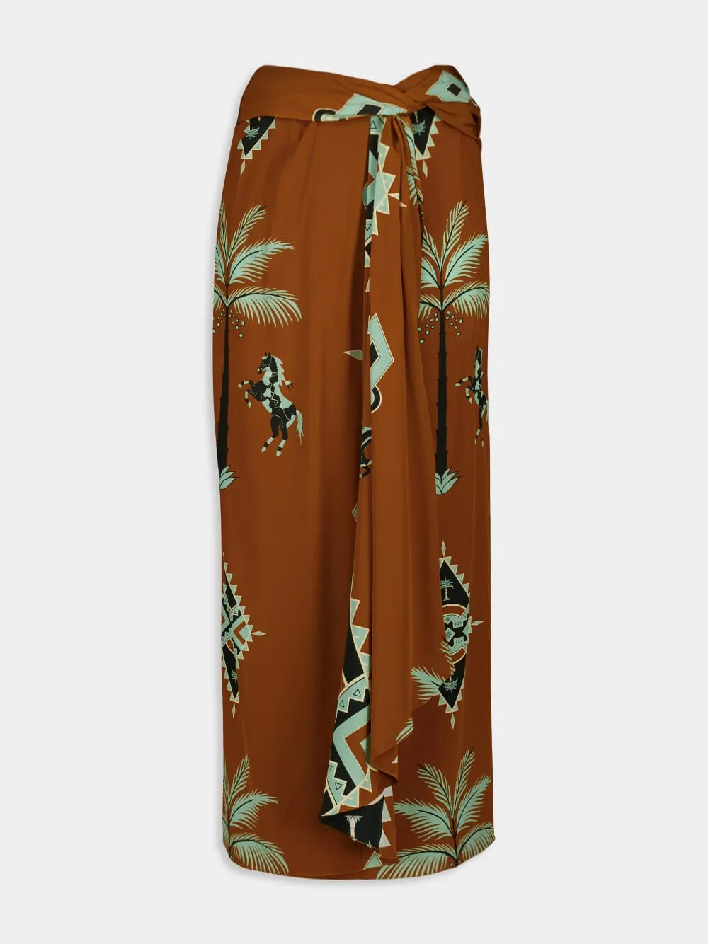 Rust Silk Captivation Wrap Skirt sold by Fashion Clinic