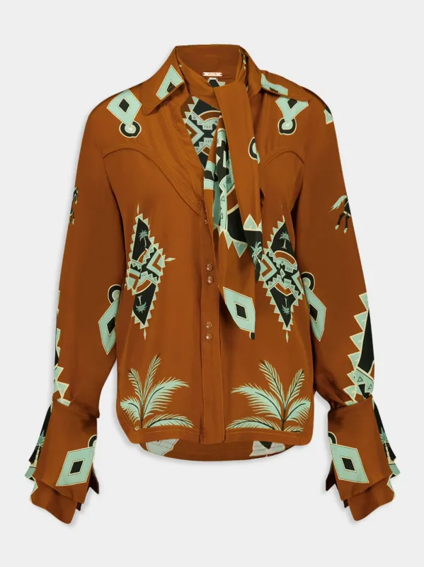 Rust Silk Cabalgando Shirt made by Johanna Ortiz