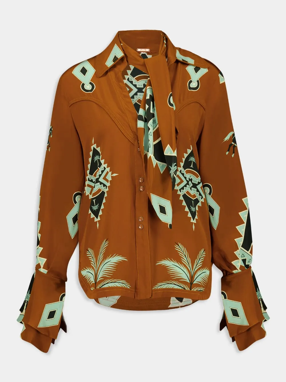 Rust Silk Cabalgando Shirt sold by Fashion Clinic