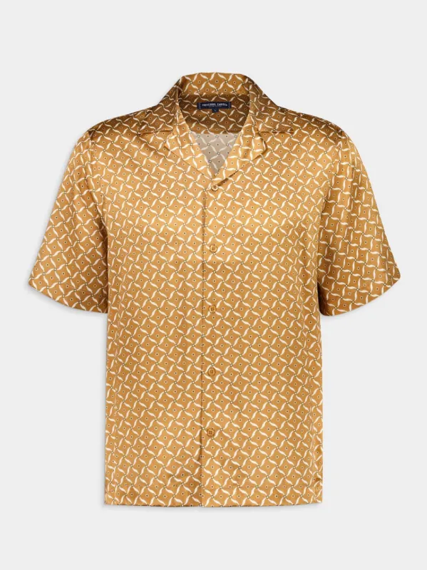 Roberto Almond and Ivory Silk Shirt sold by Fashion Clinic