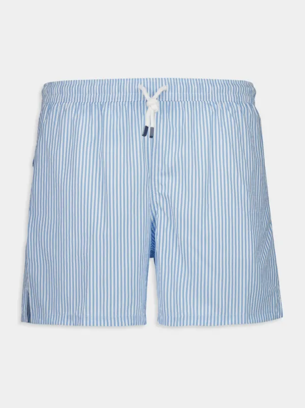 Blue Stripe Madeira Sakar Stamp Woven Swim Shorts sold by Fashion Clinic