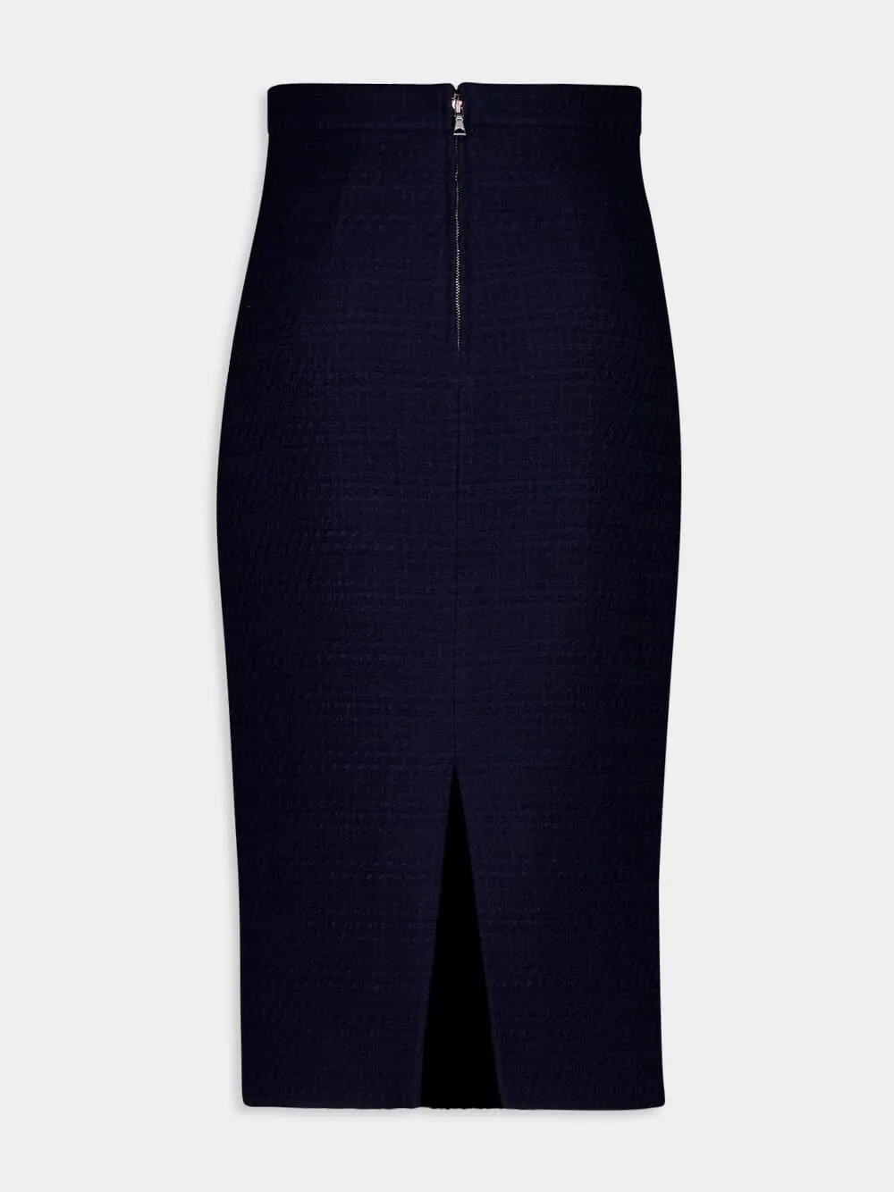 Navy Bouclé Column Midi Skirt sold by Fashion Clinic product image thumbnail 2