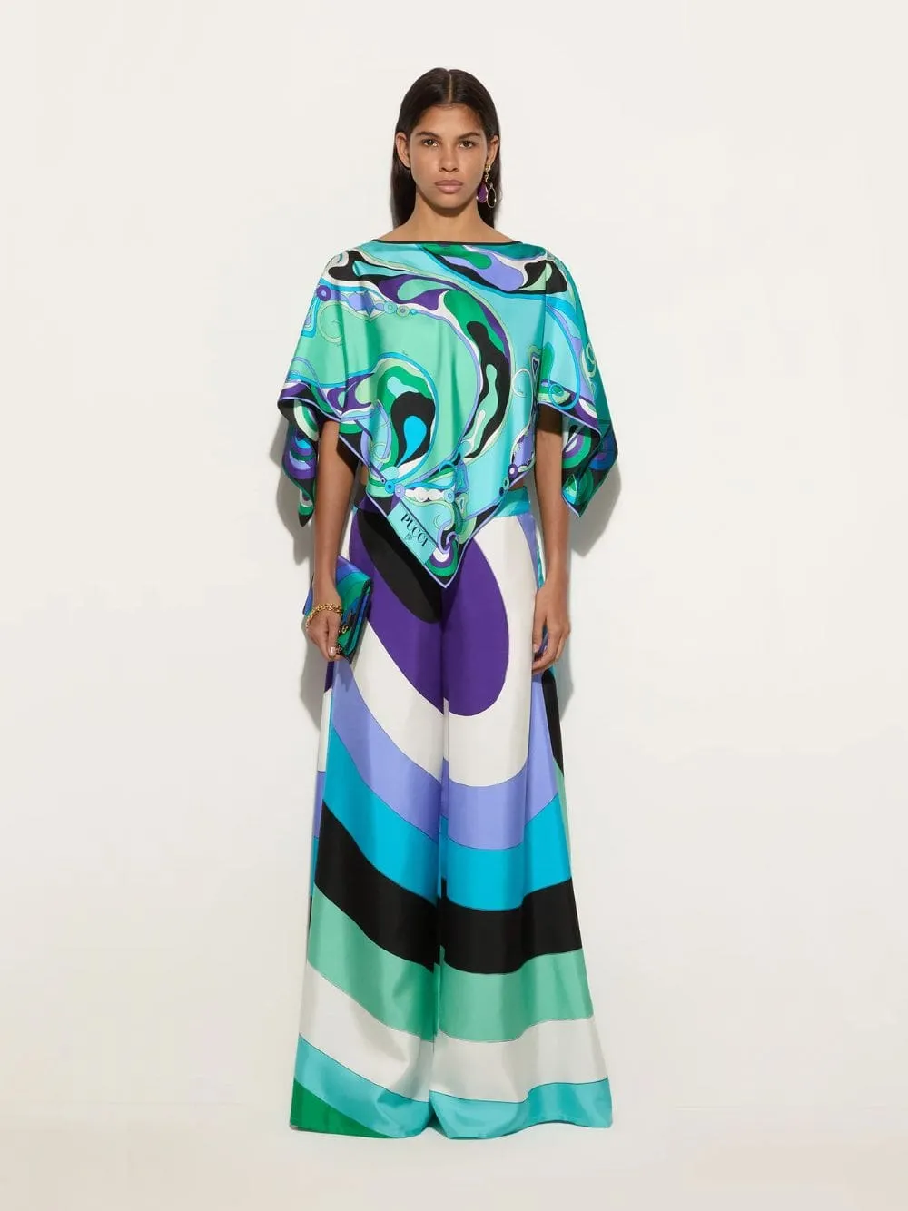 Iride Print Silk Wide-Leg Trousers sold by Fashion Clinic