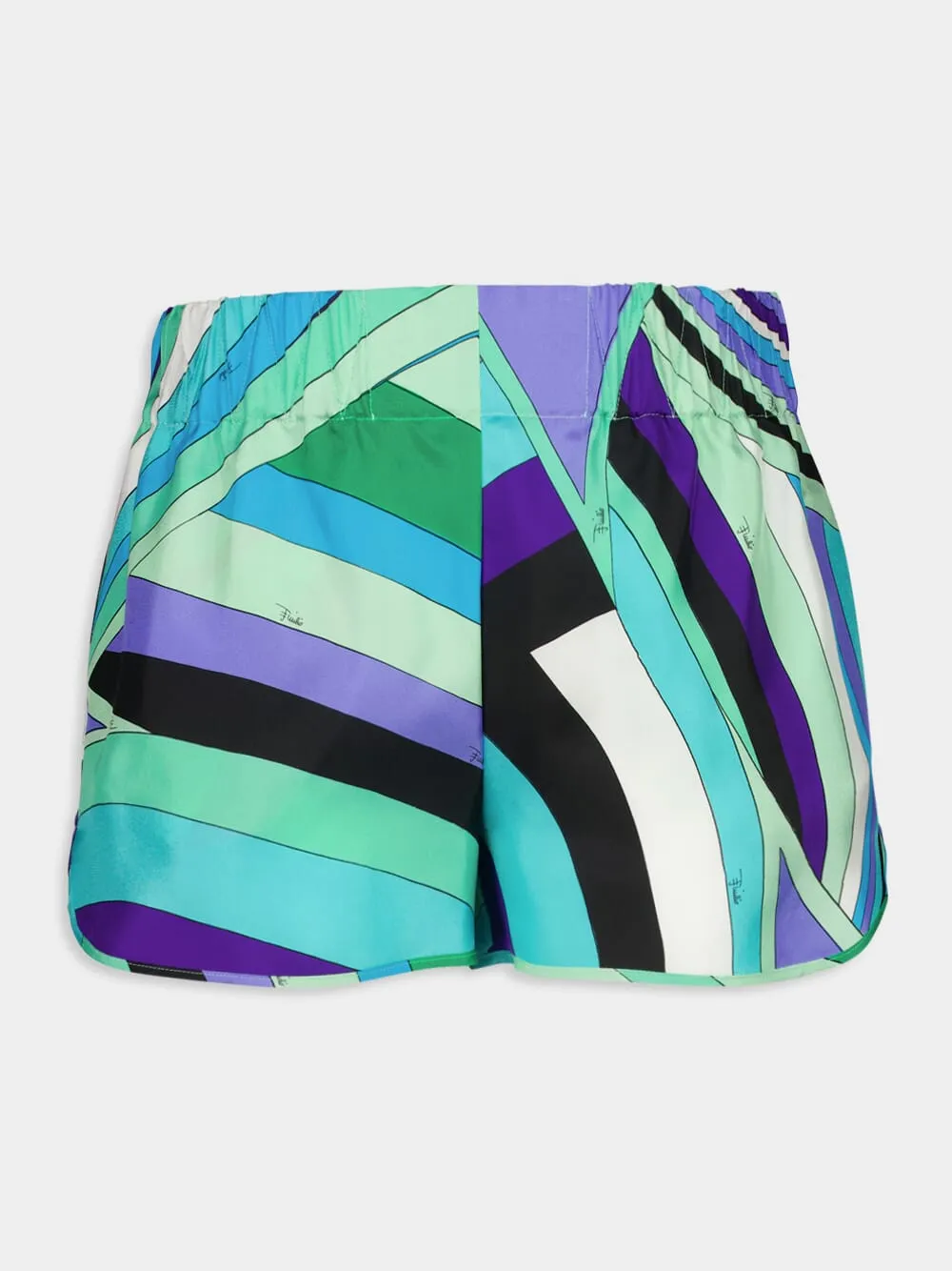 Iride Print Silk Elastic Waist Shorts sold by Fashion Clinic