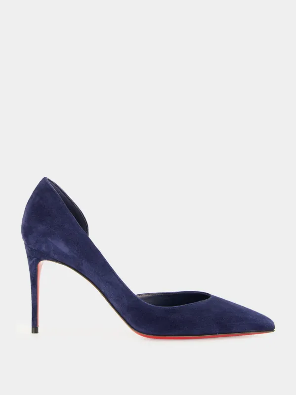 Iriza 85 mm Zaffiro Blue Suede Pumps sold by Fashion Clinic