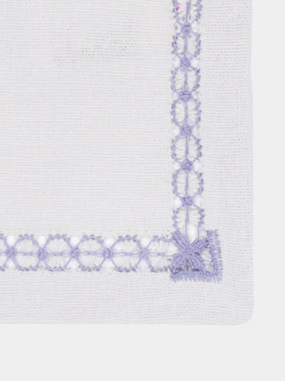 Hand-Embroidered Maria Grey Linen with Blue Embroidery Cocktail Napkin sold by Fashion Clinic product image thumbnail 3