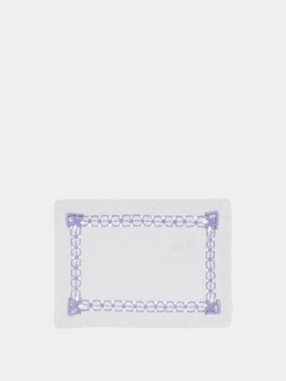 Hand-Embroidered Maria Grey Linen with Blue Embroidery Cocktail Napkin sold by Fashion Clinic