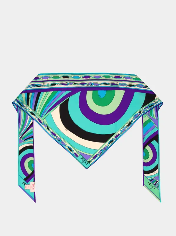 Iride Print Silk Triangular Scarf sold by Fashion Clinic