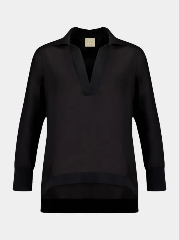 Diane Black V-Neck Long-Sleeve Top sold by Fashion Clinic