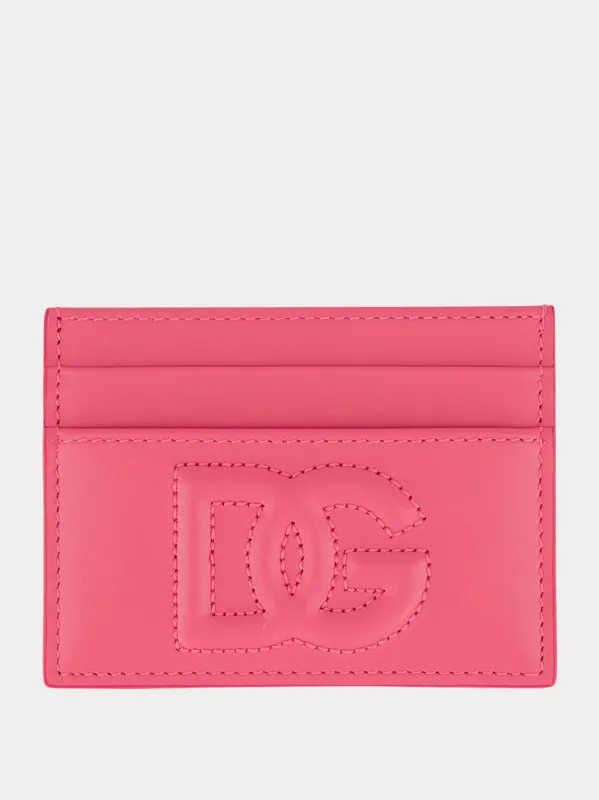 Pink Calfskin DG Logo Card Holder sold by Fashion Clinic